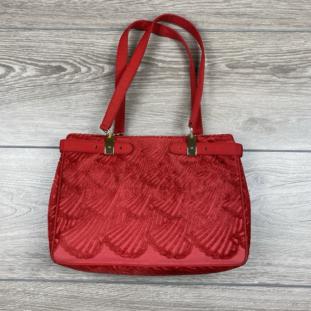 Roberta Di Camerino Women's Velvet Shoulder Bag Floral Red Italy